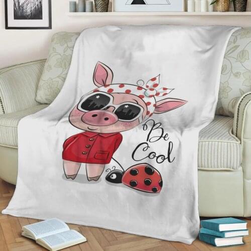 Be Cool Pig Flannel Throw Blanket 3D Printed Keep Warm Sofa Child Blanket Home Decor Textiles Dream Family Gift