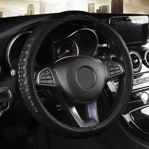 Cowhide Steering Wheel Cover O Type Car Wheel Cover 15 Inch Wear Resistant Auto Accessories Interior Decoration