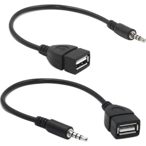 Black Mp3 Adapter Cable USB Female to 3.5 Mm U Disk to Connect 12 V Car C-D Player Adapter Cable Video Accessories