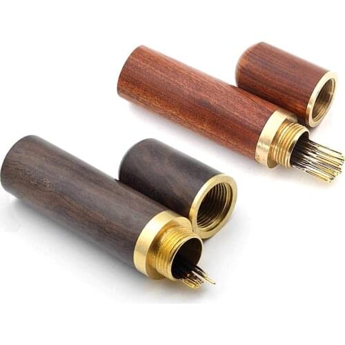 DIY Hand Sewing Needles Wooden Case Sewing Needles Holder Storage Tube Leather Knitting Embroidery Mending Needles Container