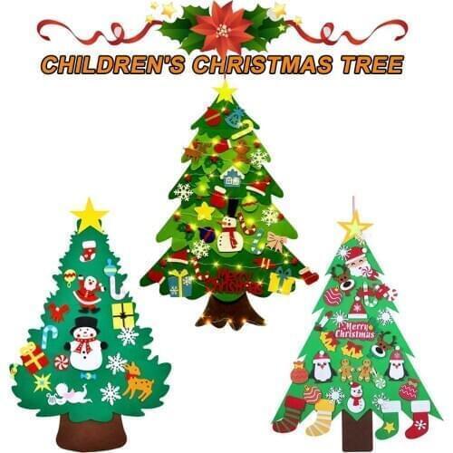 DIY Felt Christmas Tree Set with Removable Ornaments Xmas Hand Craft Decor Kids New Year Gift Wall Hanging Decor 3
