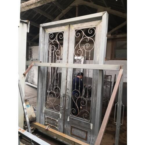 Hench wrought iron doors design With dual panel glass delivery to Australia house hc-2