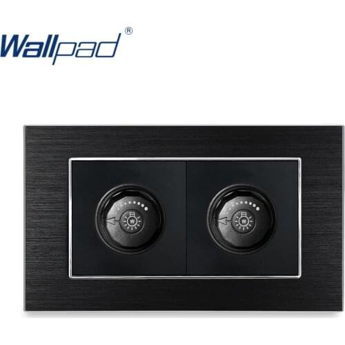 Double LED Dimmer Dimmer Switch Wallpad Luxury Wall Light Switch Satin Metal Panel With Silver Border 146*86mm