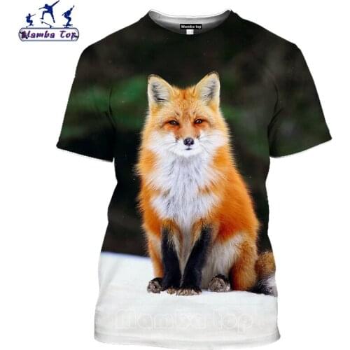 Mamba top 3D Print Fox T Shirt Clever Animal Mens T-shirts Summer Beach Men Tees Sportswear Cute Vulpes Funny Women Tshirt E020