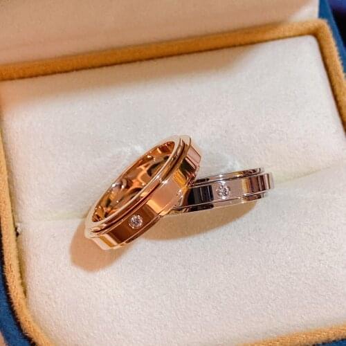 Pure 925 sterling silver top quality custom rings for men and women, diamond circular sliding engagement and wedding jewelry