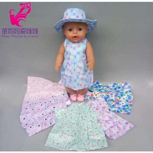 Big Sales 43cm Baby Doll Dress Sun Hat for 18 Inch Girl Doll Clothes Toys Dress Doll