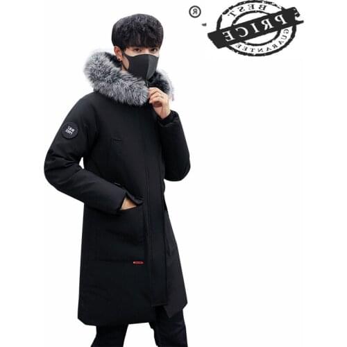 2021 Thick Warm Winter Jacket Men Casual White Duck Down Jackets Coats Large Fur Hooded Black Down Parka Pluma Hombre a02