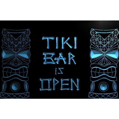 LB573- Tiki Bar is OPEN Mask Display NR LED Neon Light Sign home decor crafts