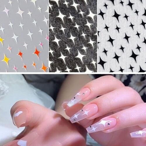 Multicolor Star 3d Engraved Nail Nail Sticker For Nail Foil Cute Simple Cute Geometry Pattern Diy Fashion Manicure Sticker