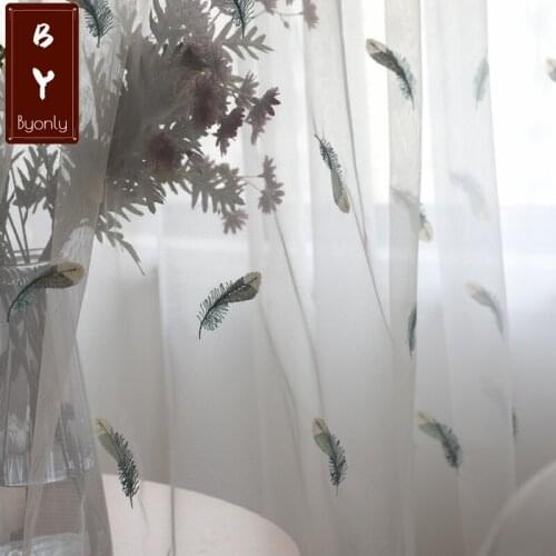 Multi-color Flat Embroidery Screens Modern American Joker Embroidered Curtain Shallow Tulles for Living Dining Room Bedroom
