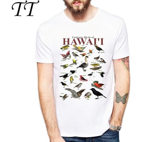Colorful Birds T Shirt Design T-shirt Cool Novelty Funny Tshirt Style Men Printed Fashion Tee The Endemic Birds of Hawaii