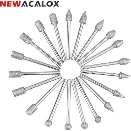 NEWACALOX 20PC 3mm Emery Grinding Head Rotary Tool Electric Grinding Wheel Diamond Abrasive Accessories for Carving Polishing