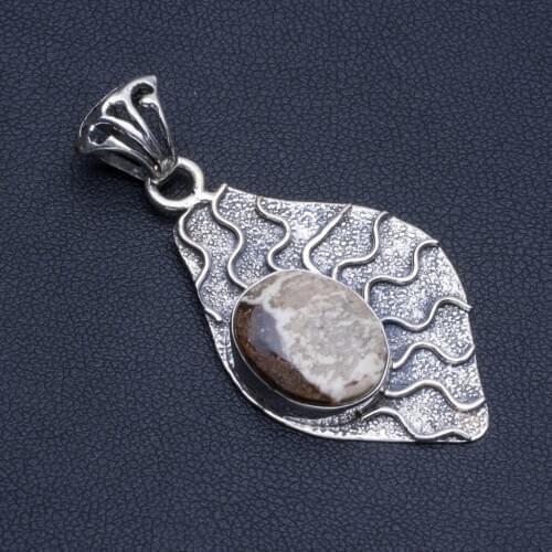 Natural Ocean Jasper Boho Style 925 Sterling Silver Pendant Necklace 2" R0677