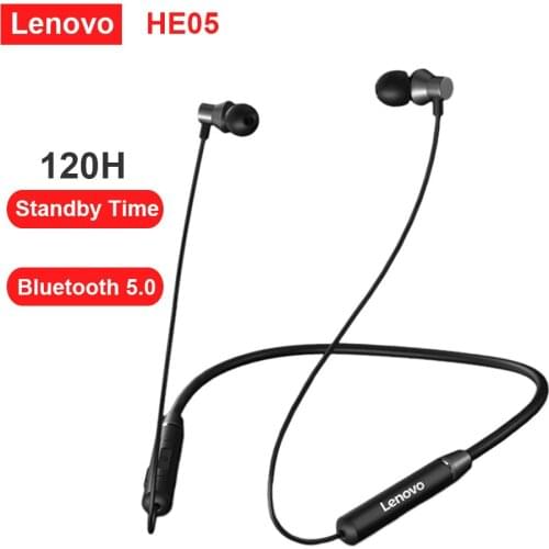 Lenovo HE05 Earphone Bluetooth 5.0 Wireless Headset Magnetic Neckband Headphone Noise Cancelling IPX5 Waterproof Sport Headset