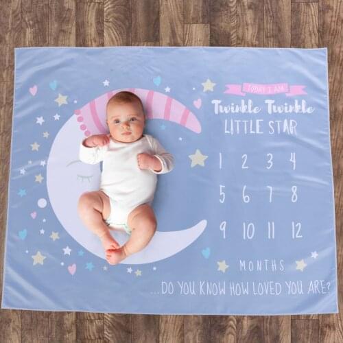 Cartoon Moon Little Stars Printed Newborn Baby Photography Blanket Props bebes accesorios recien nacido fotografia para bebé