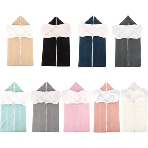 Newborn Baby Blanket Zipper Knit Crochet Warm Swaddle Wrap Stroller Sleeping Bag Infant Sleepsack