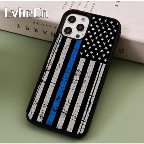 LvheCn POLICE THIN BLUE LINE AMERICAN FLAG Phone Case Cover For iPhone SE 2020 6s 7 8 Plus 11 12 Pro X XR XS Max Samsung S9 S10