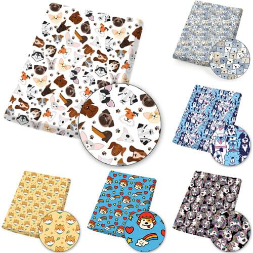 Polyester Cotton Fabric Cartoon Dogs Printed Cloth Sheet By The Meter DIY Dress Supplies Home Textile Handmade Material 45*145cm