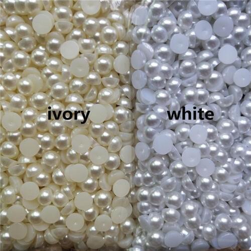 Ivory/White Half Round Imitation Pearl Beads 3-20mm Acrylic Flatback Loose Beads for Jewelry Making Diy Crafts Decoration