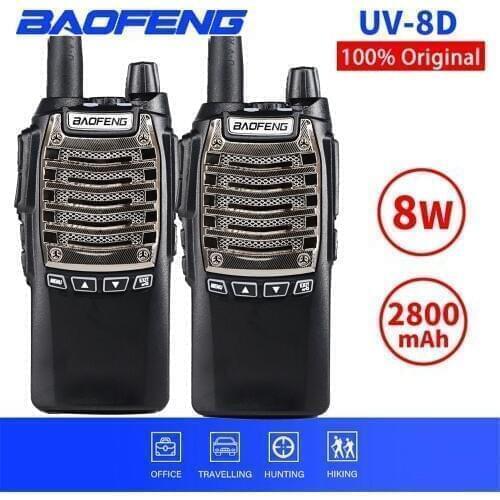 2PCS 8W BaoFeng UV-8D Walkie Talkie Portable PTT Two Way Radio UV8D Handheld CB Ham Radios Comunicador Transceiver Interphone