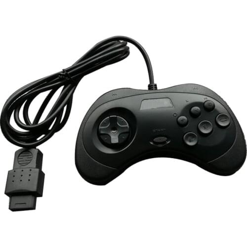 Wired Gamepad 6 Buttons for SS interface for Sega Saturn Controller Joystick black white