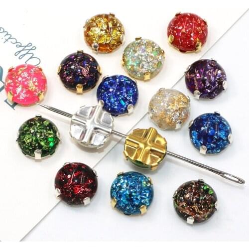 Wedding Decoration Round Shape Glitter Resin Stones Flatback Rhinestones Claw Setting Sew On Clothes/Dress/Bags/Shoes