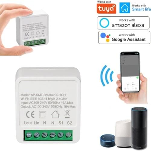 Tuya Mini Wifi Smart Light Switch Diy Breaker Module Remote Control With Alexa Google Home Smart Home Automation