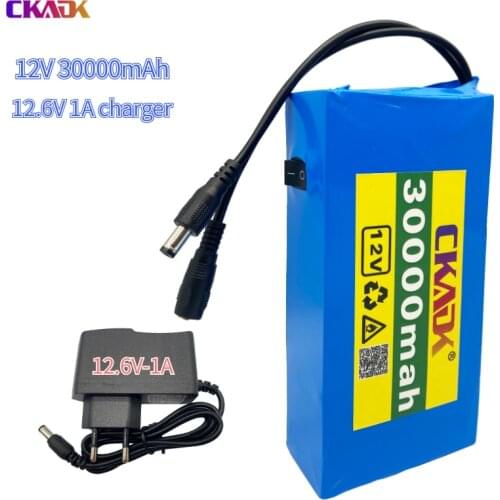 High Quality Super Rechargeable Portable Lithium-ion Battery DC 12V 30000mAh With US or EU Plug 12.6v 3.0Ah battery pack+charger