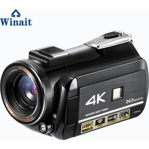 Winait UHD 4K 24fps Digital Video Camera, night vision/wifi/3.0'' touch display home use digital camcorder