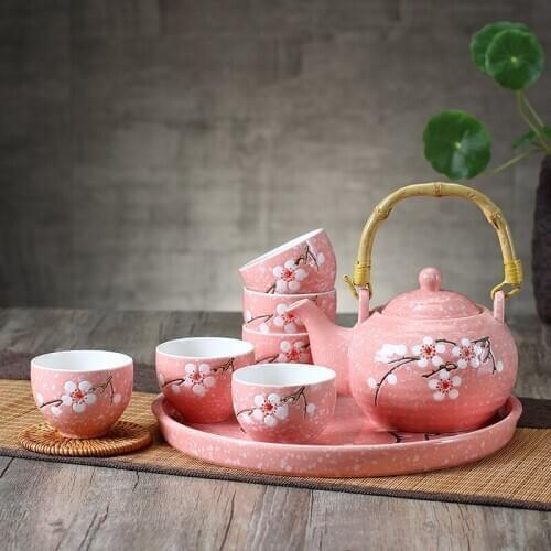 Japanese snowflake glaze complete kungfu tea set ceramic lantern pot cup plate Pu'er tea oolong ceremony household teapot gift
