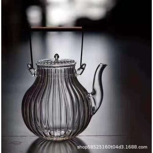 Holding pot heat-resistant glass teapot crane head chrysanthemum pattern soup boiling kung fu tea set tea ceremony copper handle