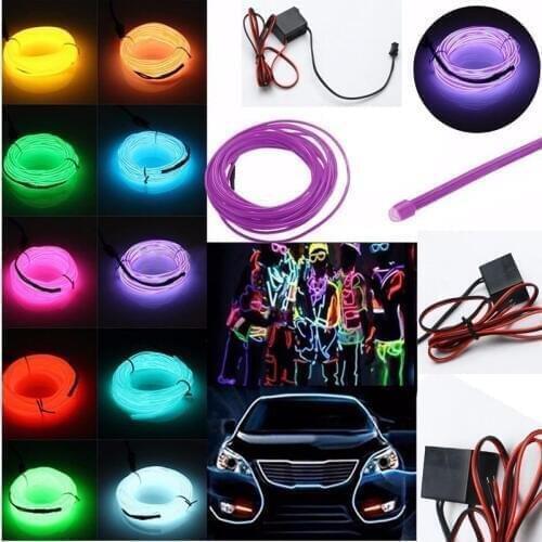 1/2/3/5M Flexible Neon Light EL Wire RGB LED DC12V Light Rope Tube Flexible LED Neon Light for Dance Party Car Shoes Clothing