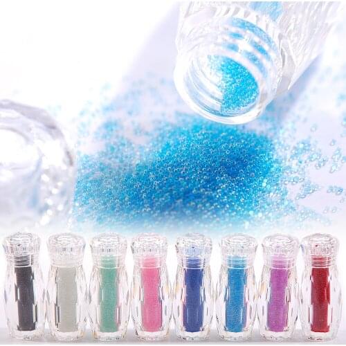 1Bottle 0.6-0.8-1MM Caviar Nail Art Bead Shiny Glass 3D Crystal Mini Tiny Beads For Manicure Decorations DIY Accessories