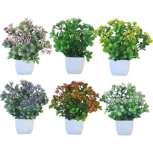 1Pc Potted Artificial Flower Fake Green Potted plants for Stage Garden Wedding Home Office Furniture Party Decoration Props