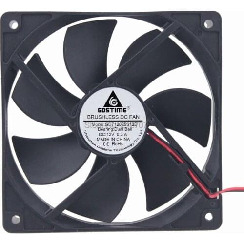 20PCS Gdstime DC Axial Air Ball Bearing 120x120x25mm 12025 12cm 12V 2pin Cooling Fan 120mm