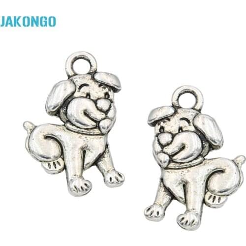 20pcs Antique Silver Plated Animals Dogs Charms Pendants for Jewelry Making Bracelet DIY Handmade 17x13mm