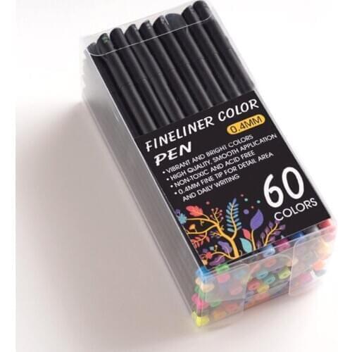 60 colors 0.4mm hook Liner Marker Pens Fineliner Pen Water Based Assorted Ink For Painting Office School liners for drawing