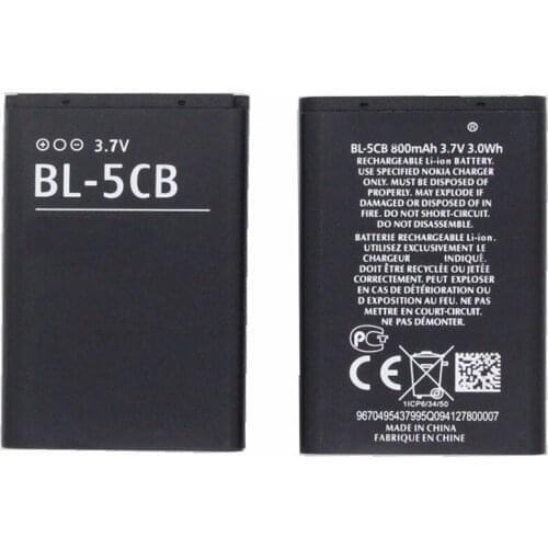 2pcs/lot BL-5CB BL5CB Phone Battery For Nokia N72 100 101 103 105 109 111 113 1000 1280 1110 1112 1116 3108 2135