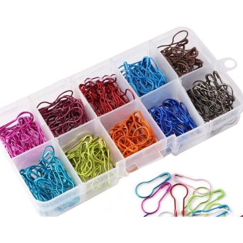300pcs Calabash Gourd Shape Metal Clips 10 Colors Safety Pins Clothing Accessories Colorful Calabash Pins With Box Sewing