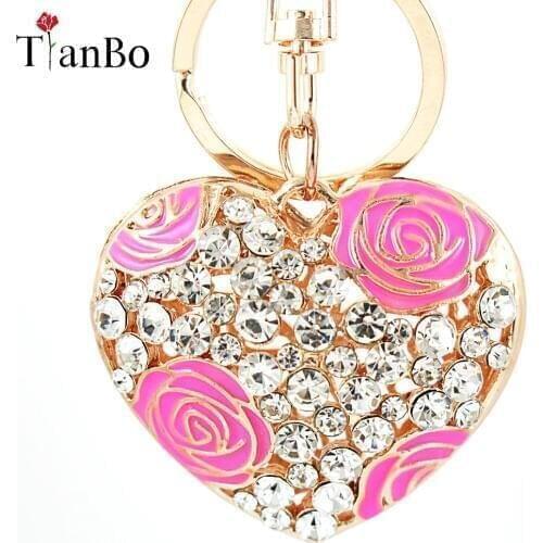 TianBo Heart-Shaped Women Keychains Handbag Charms Key Chain Female Bag Pendant Key Rings Accessories Wholesale
