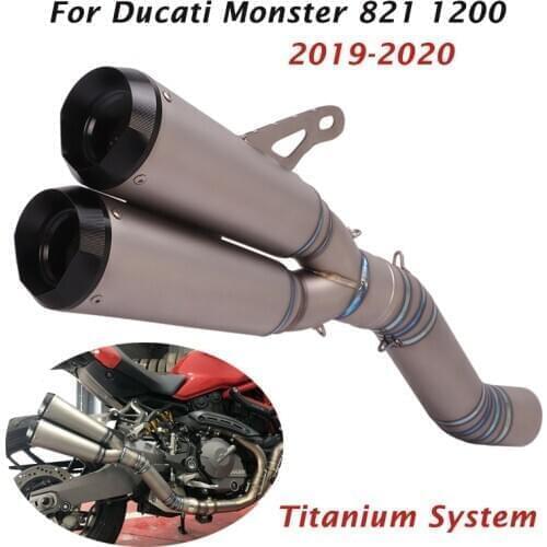 For Ducati Monster 821 1200 2019 2020 Motorcycle Titanium System Exhaust Escape Tips Two-outlet Mid Link Pipe