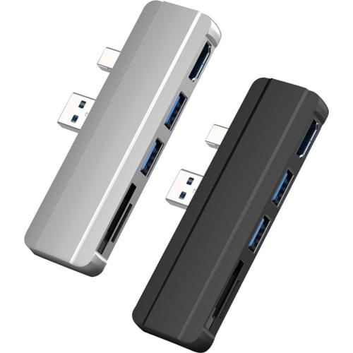 For Microsoft Surface Pro 6 Pro 5 Pro 4 Dock Hub 5 in 1 USB Docking Station with 4K HDMI Compatible 2 Ports USB 3.0 Memory Card