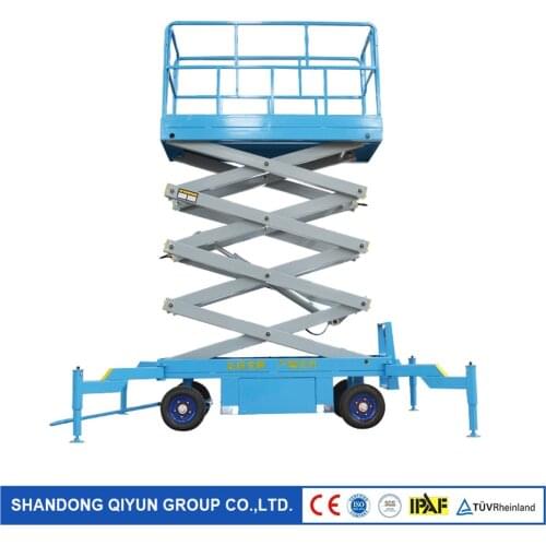 Qiyun Hydraulic ELectric Scissor Lift Lifting Height 14m Loading Weight 500 kg Easy to Operate with CE