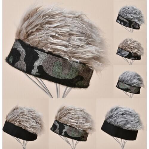 Wig Hat European American Men Women Street Spoof Design Hat No Eaves Melon Skin Hat Rogue Landlord Bob Hat Fashion Hip Hop Cap