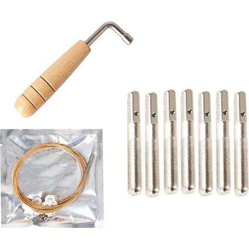 New 7 Metal Harp String + 7Pcs String Pin Nails + Tuning Wrench,for Lyre Harp Small Harp Musical Stringed Instrument