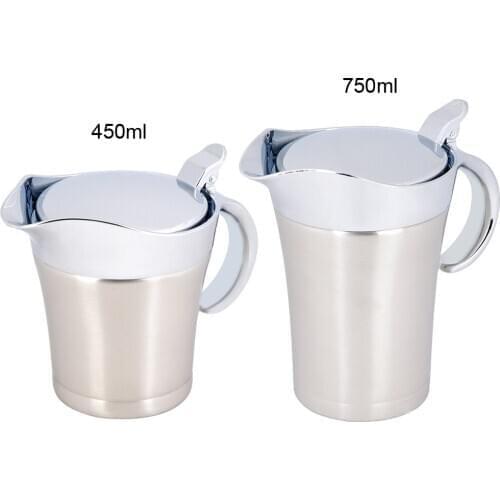 304 Stainless Steel Thermal Steak Insulated Double Wall Sauce Gravy Boat Sauce Pot Serving Jug 450ml/750ml