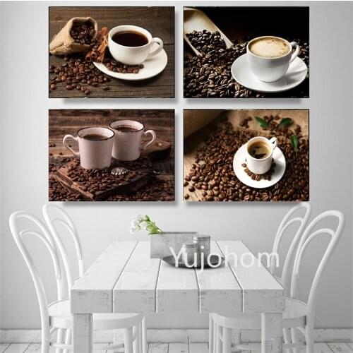 Coffee Cup Canvas Painting Prints and Print Wall Art Painting Coffee Bean Photo Print on Canvas Artwork Painting Home Decoration
