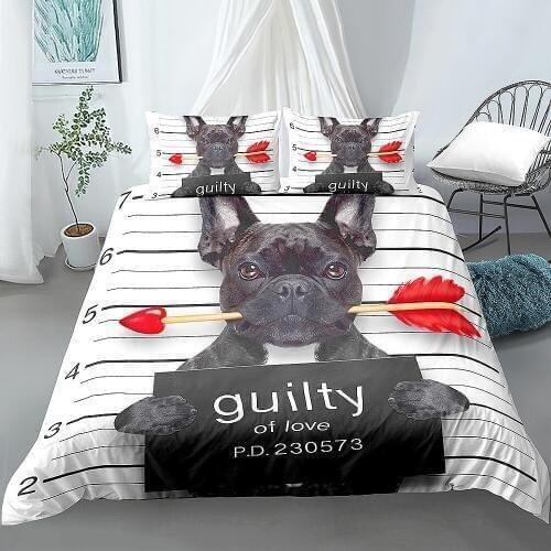 3D Bulldog Bedding Set Kids Adult Bedding Duvet Cover King Queen Size Printing Bed Set Home Textiles Bedclothes 2/3Pcs