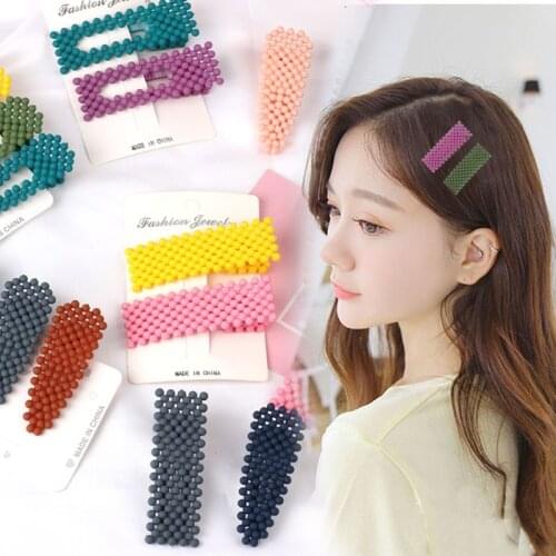 Korea Fashion Fluorescent Color Frosted Beads Fairy BB Clip Student Girl Simple Beading Beautiful Hairpins Hair Accessories