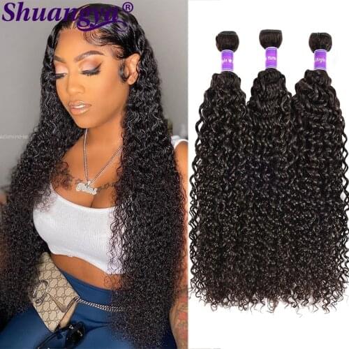 Kinky Curly Bundles 100% Human Hair Extension Natural Color 4 Bundles Kinky Curly Remy Hair Can Be Dye For Black Women Shuangya